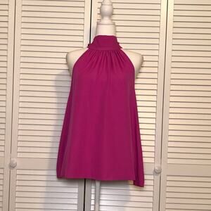 The Mint Julep Boutique Y2K Magenta Pleated Mock Neck Sleeveless Blouse S